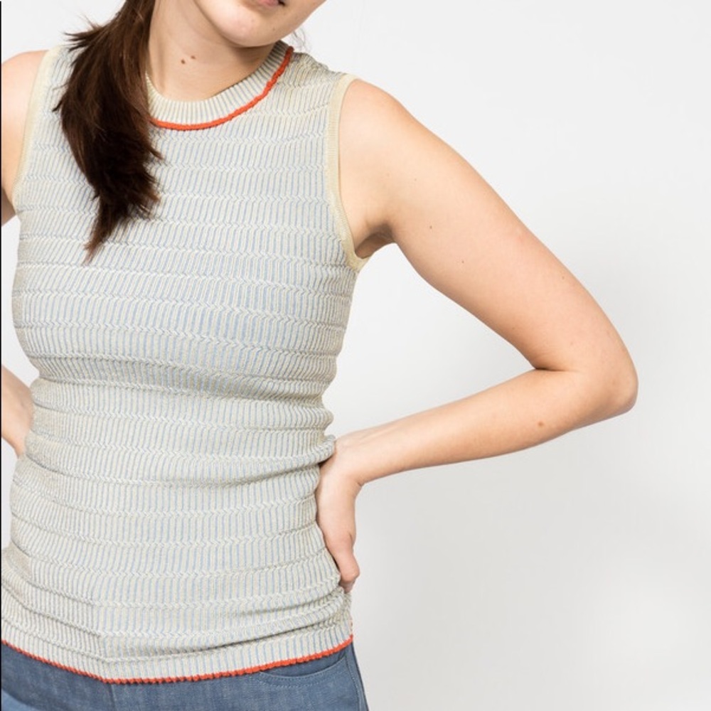 Trademark | NWT Rack Rib Shell Pale Blue Tank M - Picture 4 of 8